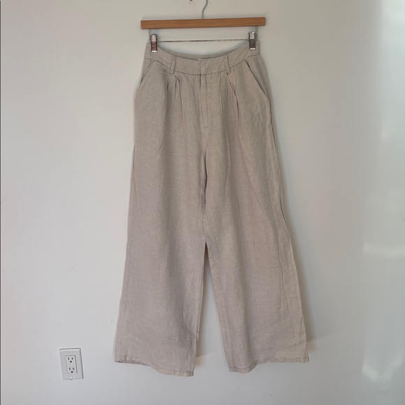 DISSH Norah Flax Natural Linen Pants Wide Leg - Picture 3 of 15